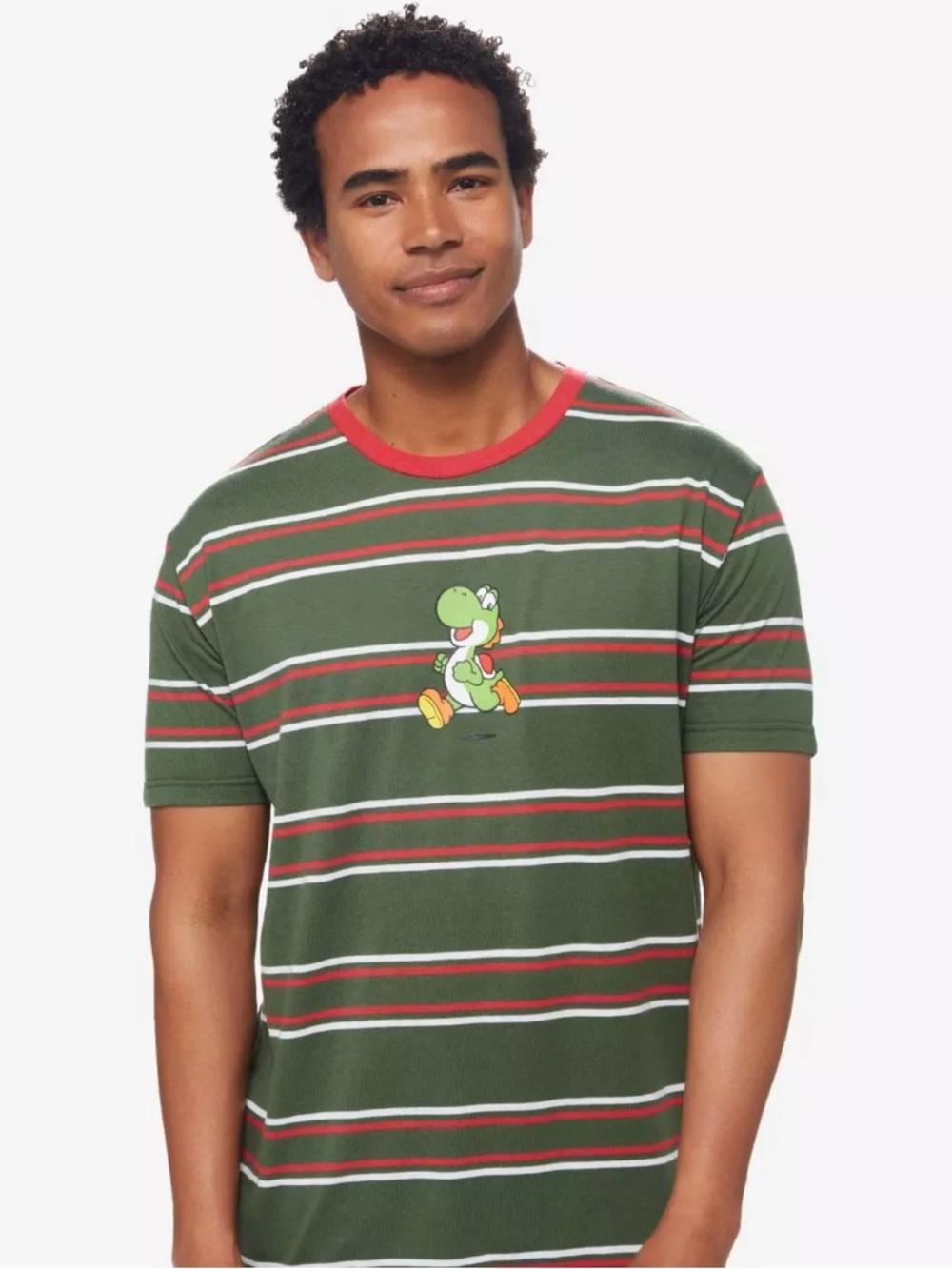 Box Lunch Green Striped Graphic Tee with Yoshi